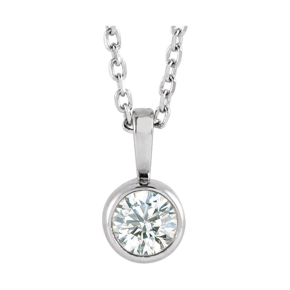 Round Bezel Set Diamond Necklace - Lab Grown