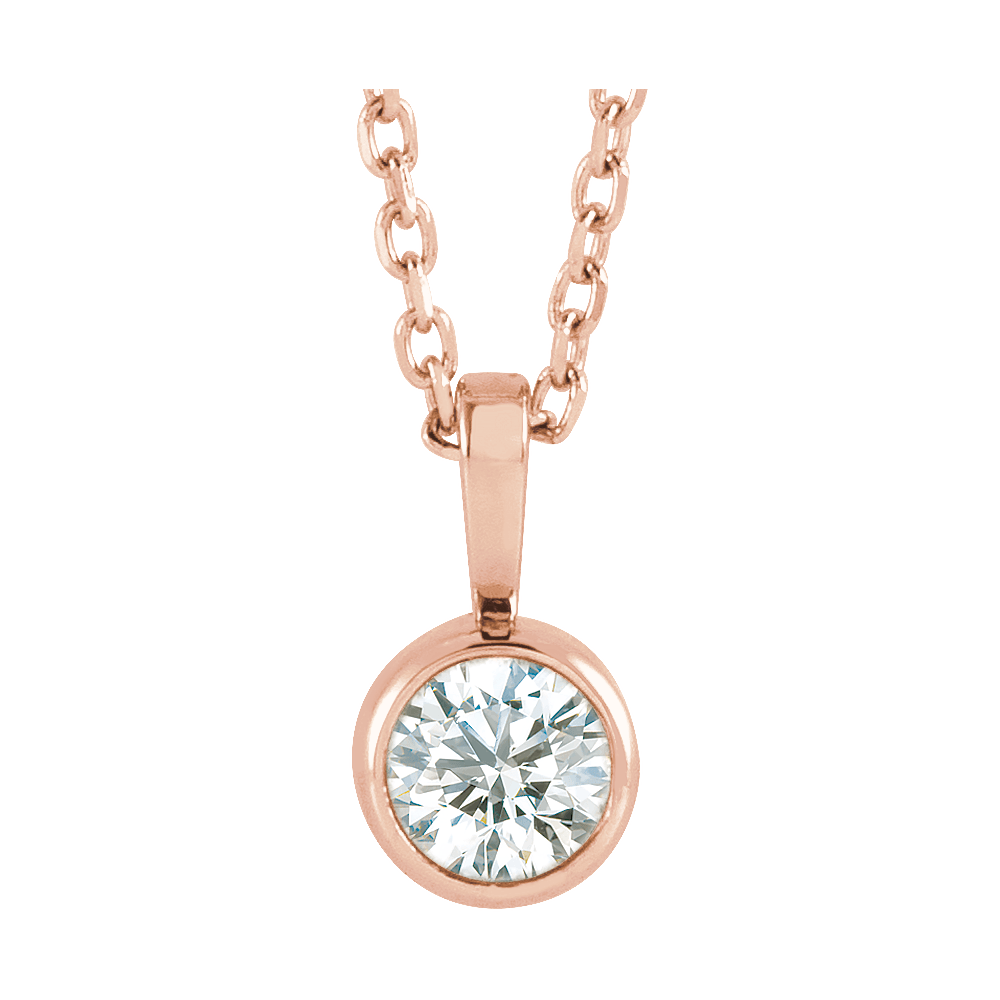 Round Bezel Set Diamond Necklace - Lab Grown