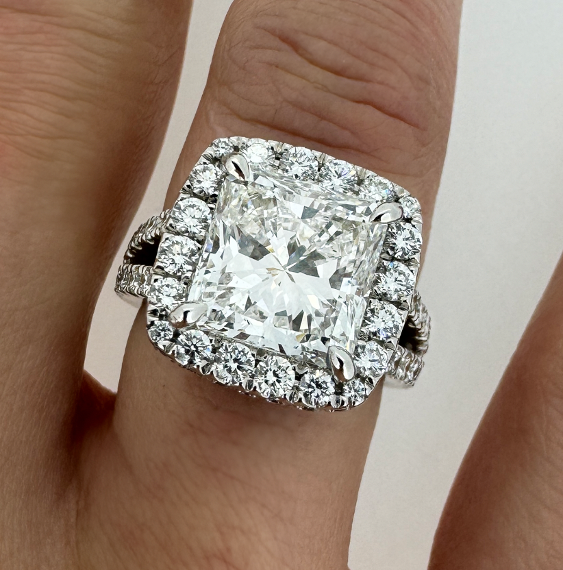 Adding halo to princess cut ring deals