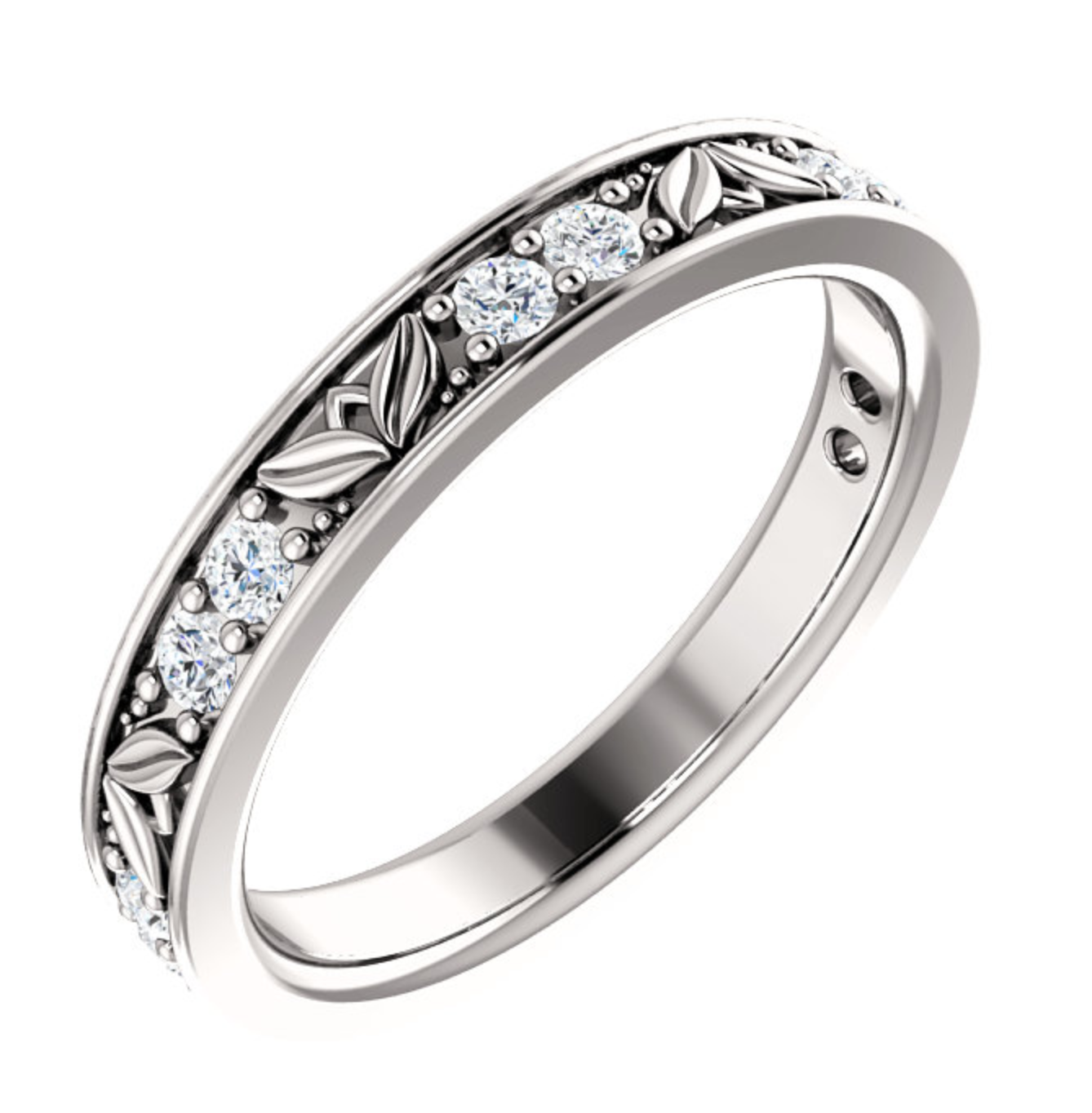 Diamond Leaf Wedding Ring - Michael E. Minden Diamond Jewelers