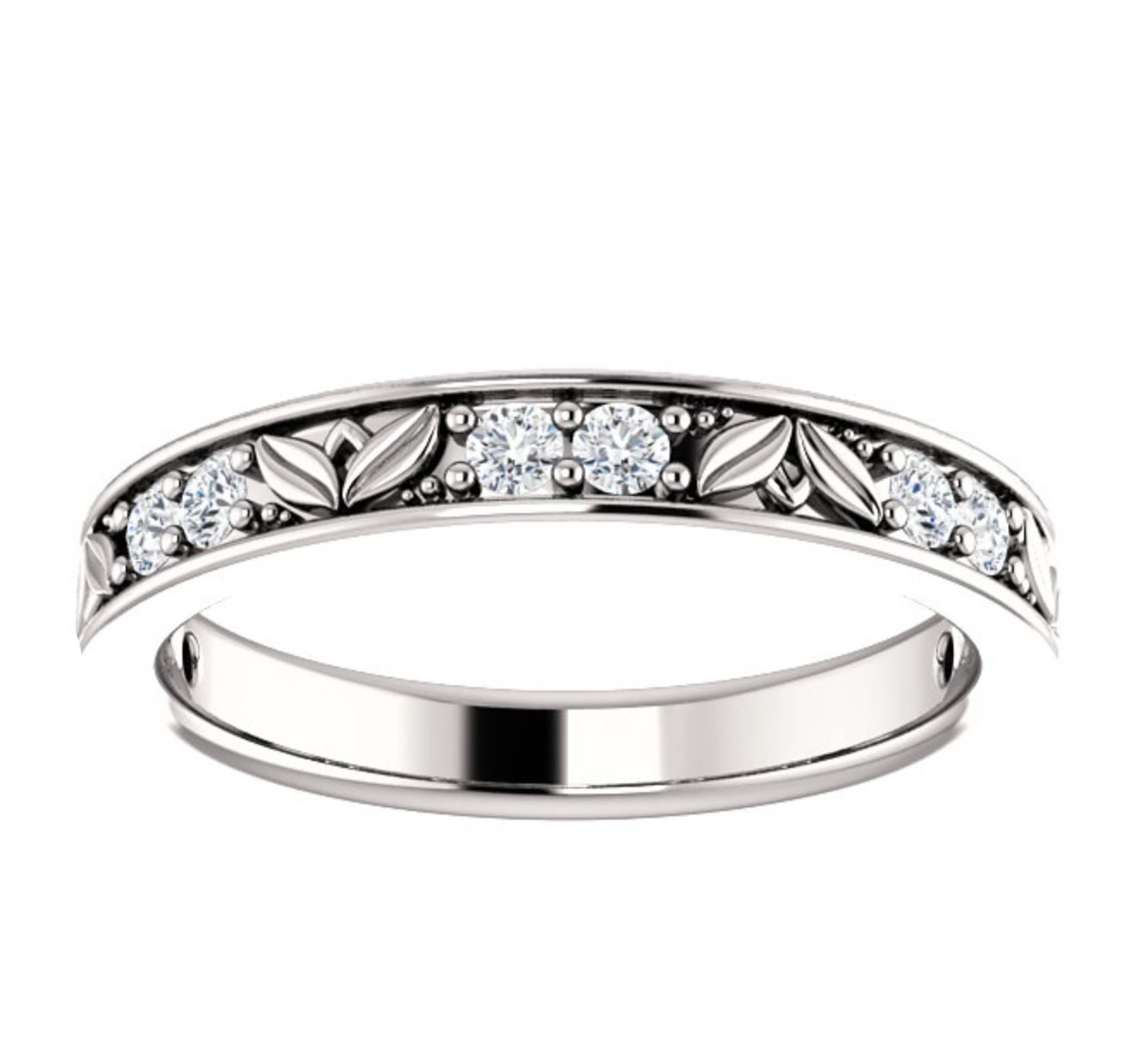 Diamond Leaf Wedding Ring - Michael E. Minden Diamond Jewelers