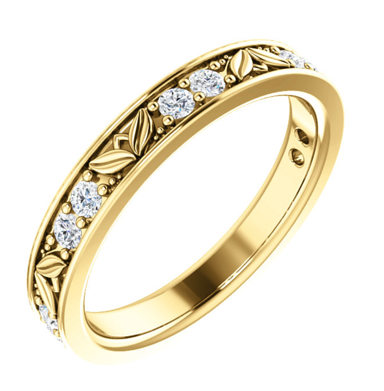 Diamond Leaf Wedding Ring - Michael E. Minden Diamond Jewelers