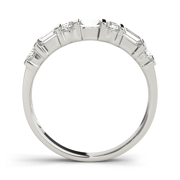 Double Baguette and Round Bar-Set Wedding Ring - Michael E. Minden Diamond Jewelers
