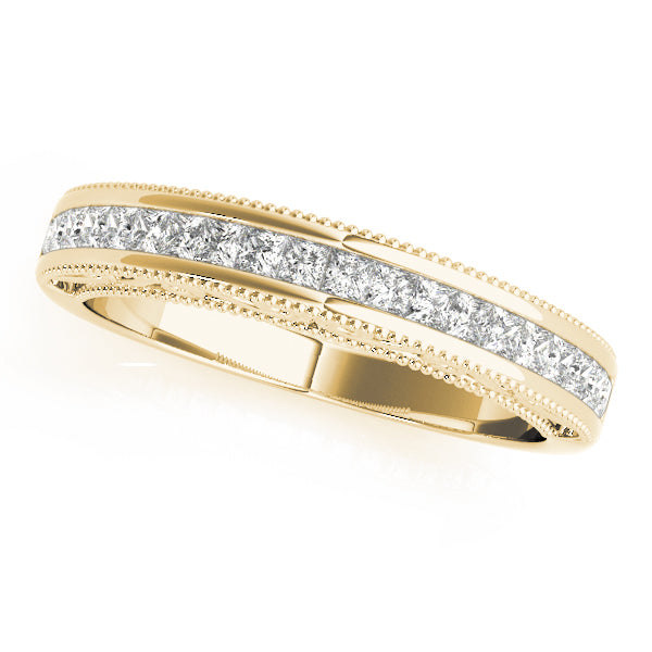Princess Cut Milgrain Detail Wedding Ring - Michael E. Minden Diamond Jewelers