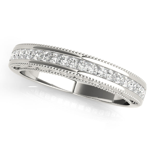 Princess Cut Milgrain Detail Wedding Ring - Michael E. Minden Diamond Jewelers