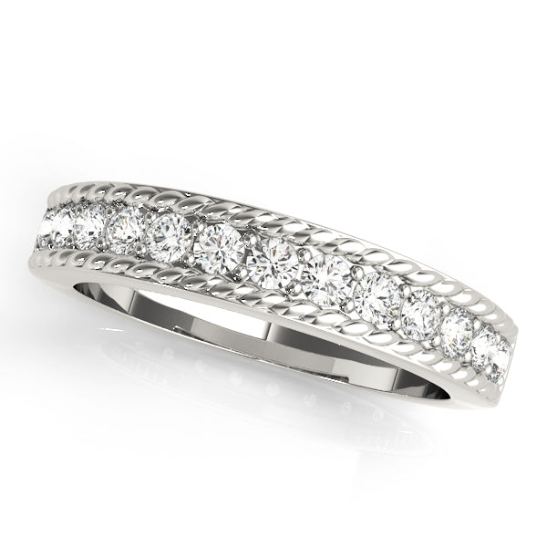 Rope Halo Round Wedding Ring - Michael E. Minden Diamond Jewelers