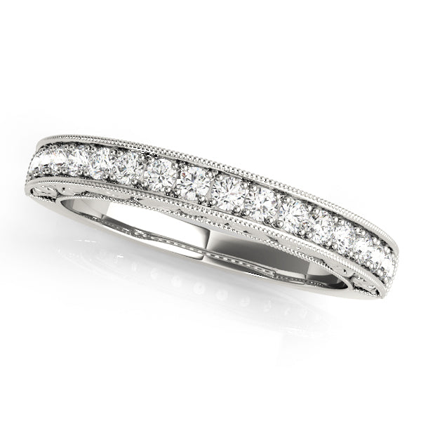 Milgrain Detail Prong-Set Wedding Ring - Michael E. Minden Diamond Jewelers