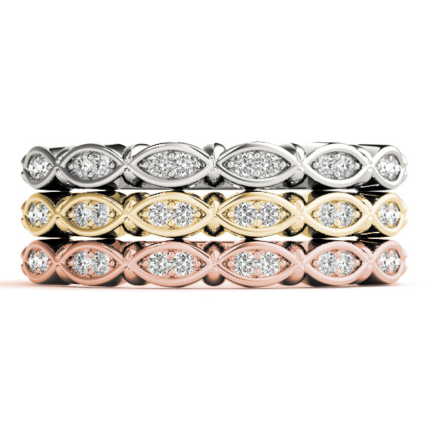 Alternating Design Wedding Ring - Michael E. Minden Diamond Jewelers