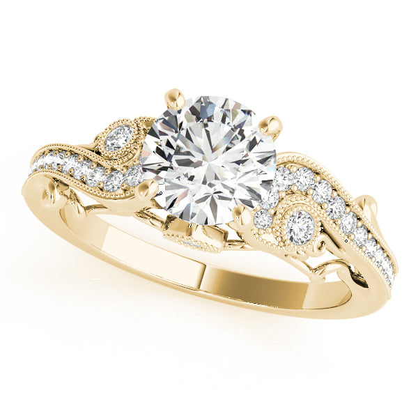 Round Milgrain Swirl Engagement Ring - Michael E. Minden Diamond Jewelers