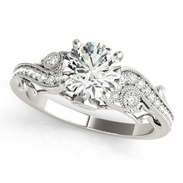 Round Milgrain Swirl Engagement Ring - Michael E. Minden Diamond Jewelers