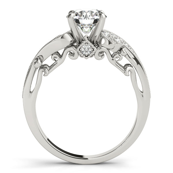 Round Milgrain Swirl Engagement Ring - Michael E. Minden Diamond Jewelers