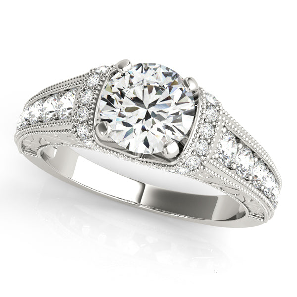 Intricate Diamond Milgrain Engagement Ring - Michael E. Minden Diamond Jewelers