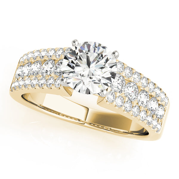 Round Cut Three Row Engagement Ring - Michael E. Minden Diamond Jewelers
