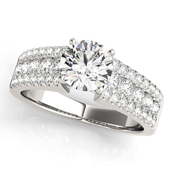Round Cut Three Row Engagement Ring - Michael E. Minden Diamond Jewelers