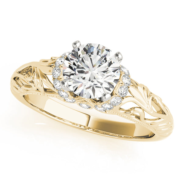 Feathered Detail Diamond Set Engagement Ring - Michael E. Minden Diamond Jewelers