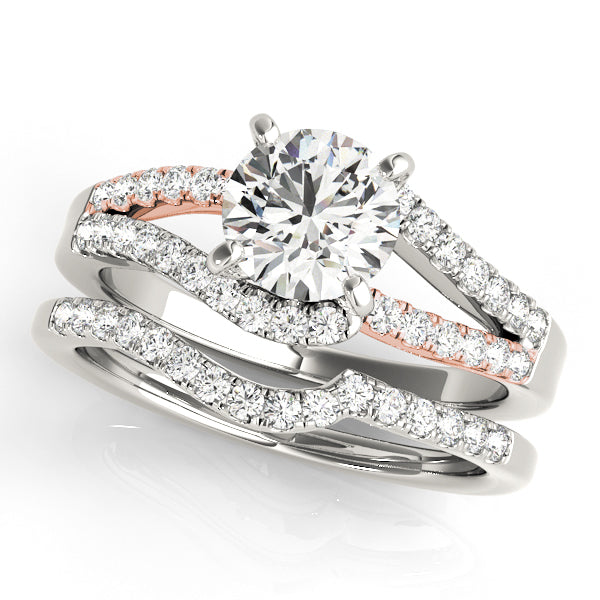 Two-Tone Round Split Shank Engagement Ring - Michael E. Minden Diamond Jewelers