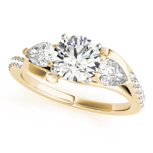 Round & Pear Set Wrapped Engagement Ring - Michael E. Minden Diamond Jewelers