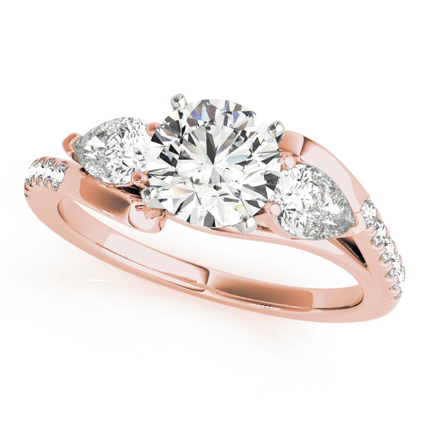 Round & Pear Set Wrapped Engagement Ring - Michael E. Minden Diamond Jewelers