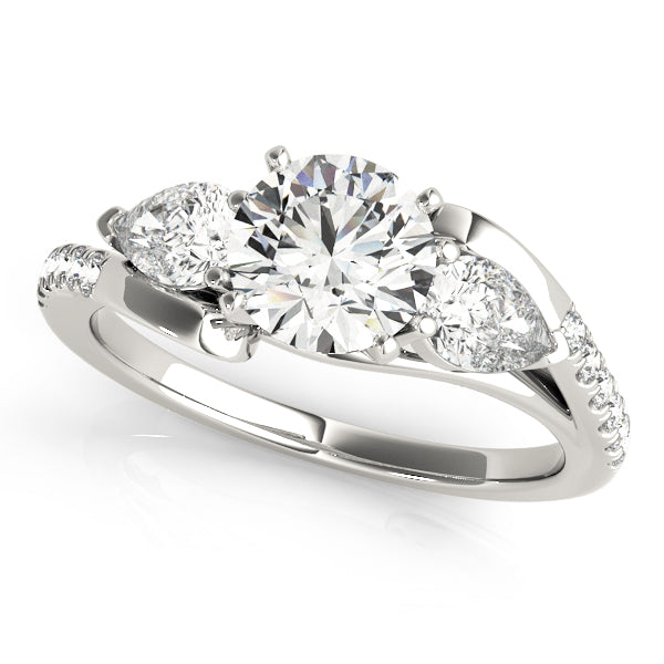 Round & Pear Set Wrapped Engagement Ring - Michael E. Minden Diamond Jewelers