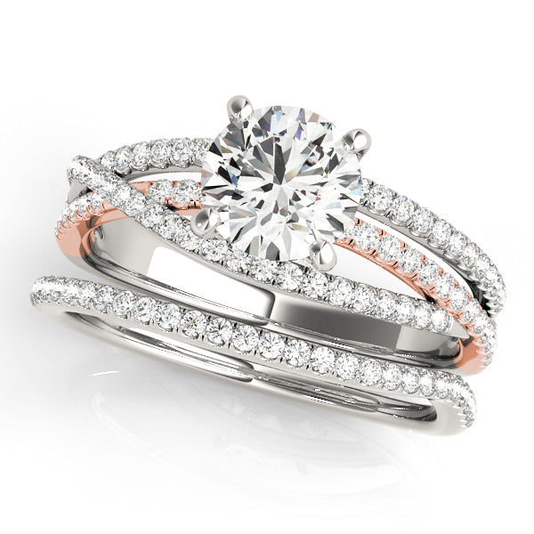 Two-Tone Rose Gold Twisted Row Engagement Ring - Michael E. Minden Diamond Jewelers
