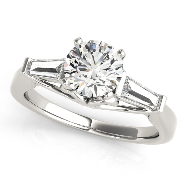 Round Cut Baguette Set Engagement Ring - Michael E. Minden Diamond Jewelers