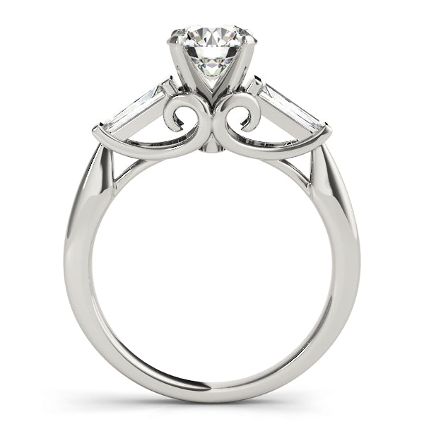 Round Cut Baguette Set Engagement Ring - Michael E. Minden Diamond Jewelers