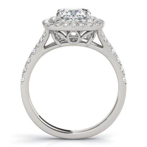 Round Cut Square Double Halo Engagement Ring - Michael E. Minden Diamond Jewelers