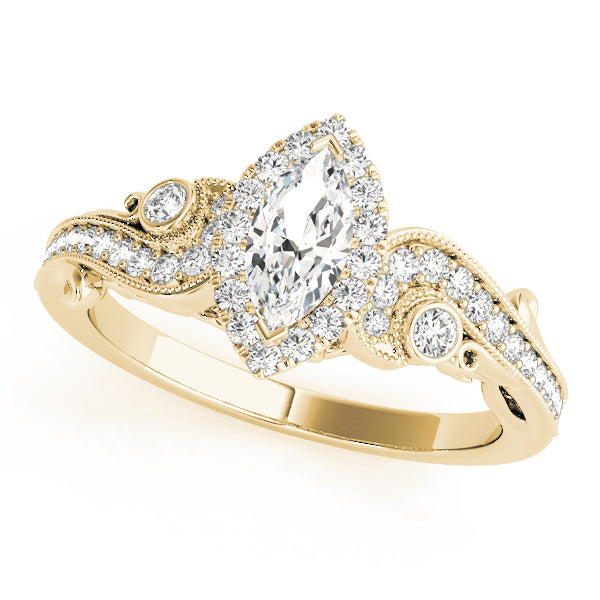 Marquise Halo Swirl Set Engagement Ring - Michael E. Minden Diamond Jewelers