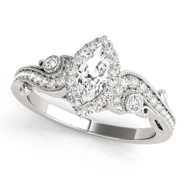 Marquise Halo Swirl Set Engagement Ring - Michael E. Minden Diamond Jewelers