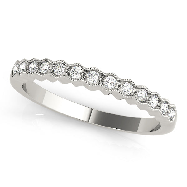 Romantic Wave Milgrain Wedding Ring - Michael E. Minden Diamond Jewelers