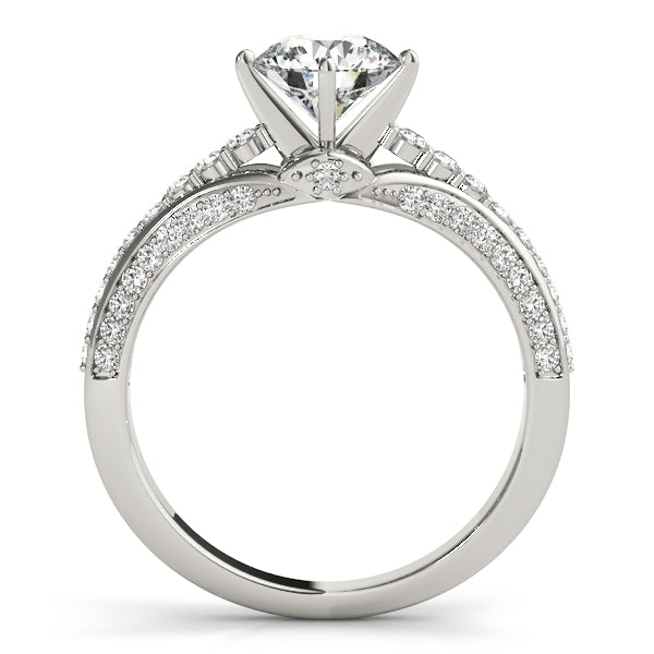 Round Diamond Detailed Set Engagement Ring - Michael E. Minden Diamond Jewelers