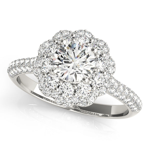 Floral Inspired Halo Engagement Ring - Michael E. Minden Diamond Jewelers