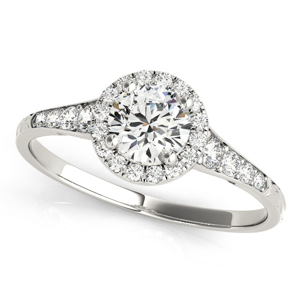 Round Halo Diamond Detail Engagement Ring - Michael E. Minden Diamond Jewelers