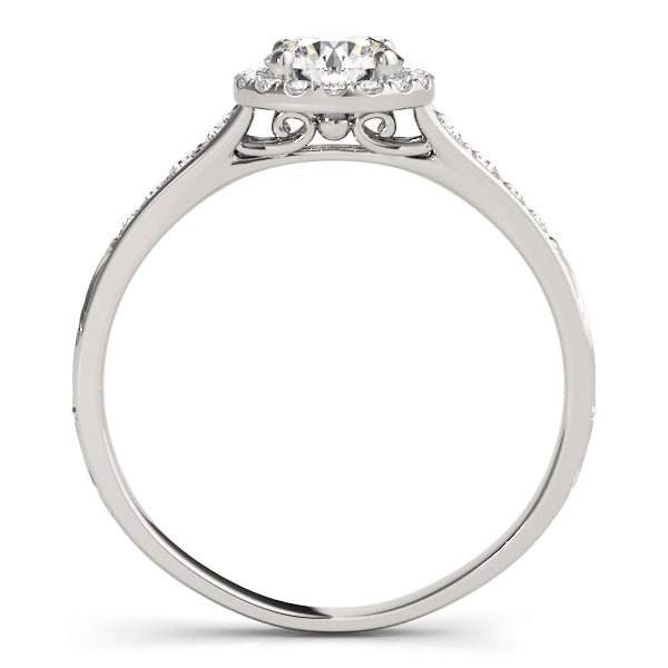 Round Halo Diamond Detail Engagement Ring - Michael E. Minden Diamond Jewelers