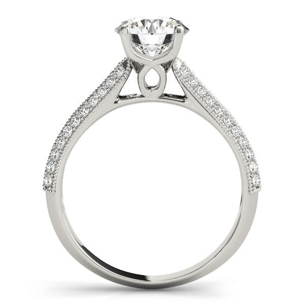Round Two Row Beaded Detail Engagement Ring - Michael E. Minden Diamond Jewelers