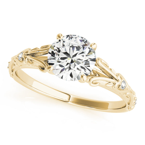 Round Swirl Side Detail Engagement Ring - Michael E. Minden Diamond Jewelers