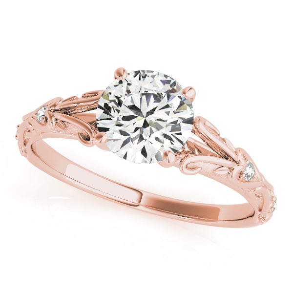 Round Swirl Side Detail Engagement Ring - Michael E. Minden Diamond Jewelers