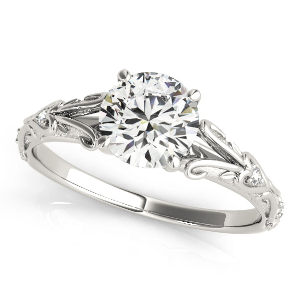 Round Swirl Side Detail Engagement Ring - Michael E. Minden Diamond Jewelers
