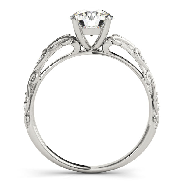 Round Swirl Side Detail Engagement Ring - Michael E. Minden Diamond Jewelers