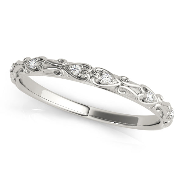 Heart Swirl Detail Wedding Ring - Michael E. Minden Diamond Jewelers