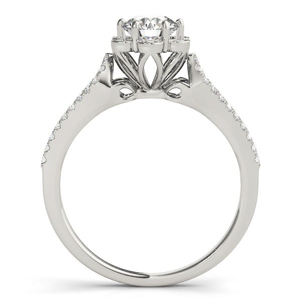 Floral Inspired Halo Split Shank Engagement Ring - Michael E. Minden Diamond Jewelers