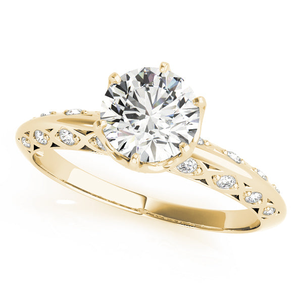 Round Cut Eccentric Side Detail Engagement Ring - Michael E. Minden Diamond Jewelers