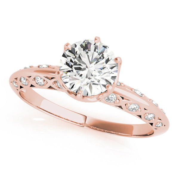 Round Cut Eccentric Side Detail Engagement Ring - Michael E. Minden Diamond Jewelers