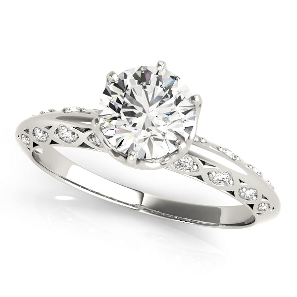 Round Cut Eccentric Side Detail Engagement Ring - Michael E. Minden Diamond Jewelers