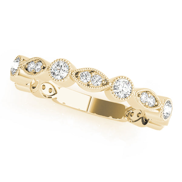 Vintage Style Alternating Design Wedding Ring - Michael E. Minden Diamond Jewelers