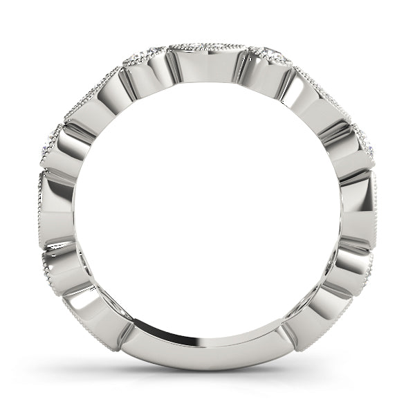 Vintage Style Alternating Design Wedding Ring - Michael E. Minden Diamond Jewelers