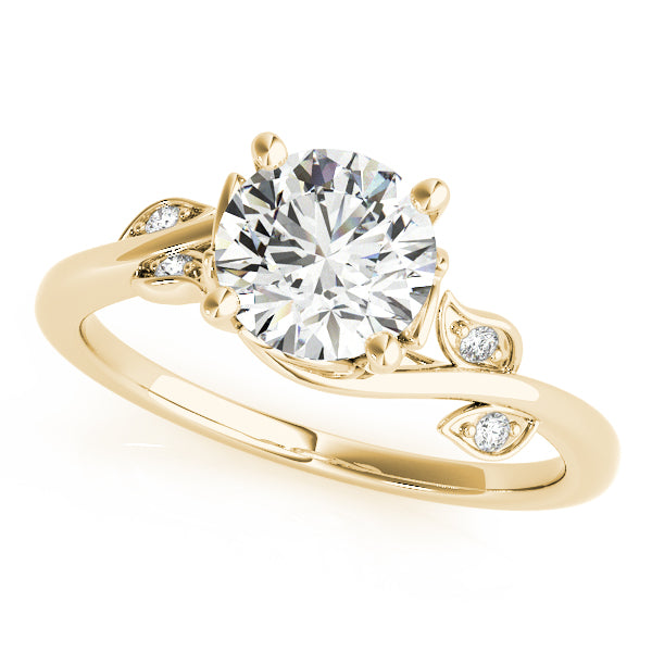 Round Leaf Detail Engagement Ring - Michael E. Minden Diamond Jewelers