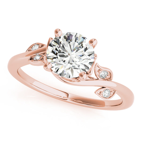 Round Leaf Detail Engagement Ring - Michael E. Minden Diamond Jewelers