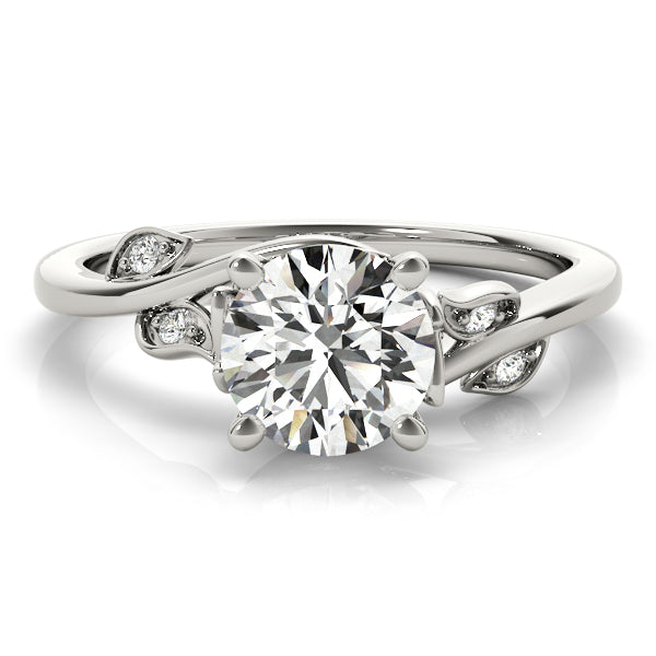 Round Leaf Detail Engagement Ring - Michael E. Minden Diamond Jewelers