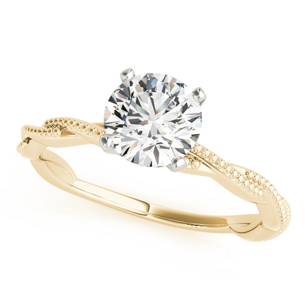 Round Solitaire Beaded Twist Engagement Ring - Michael E. Minden Diamond Jewelers